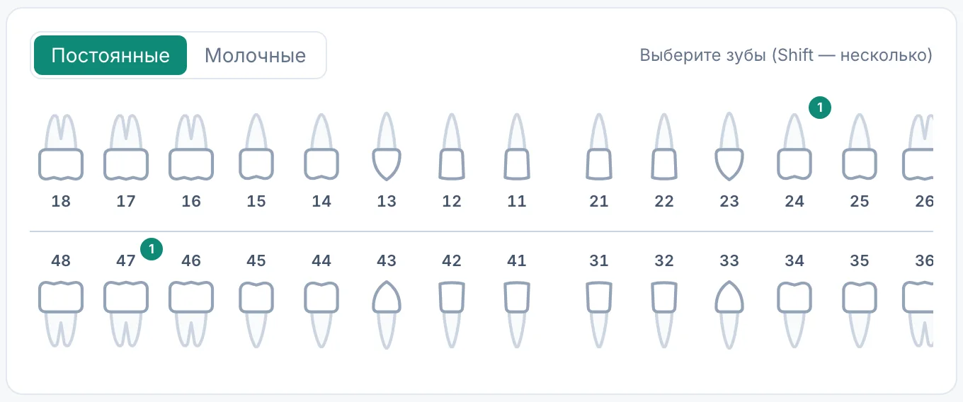 Зубная формула в приёме врача